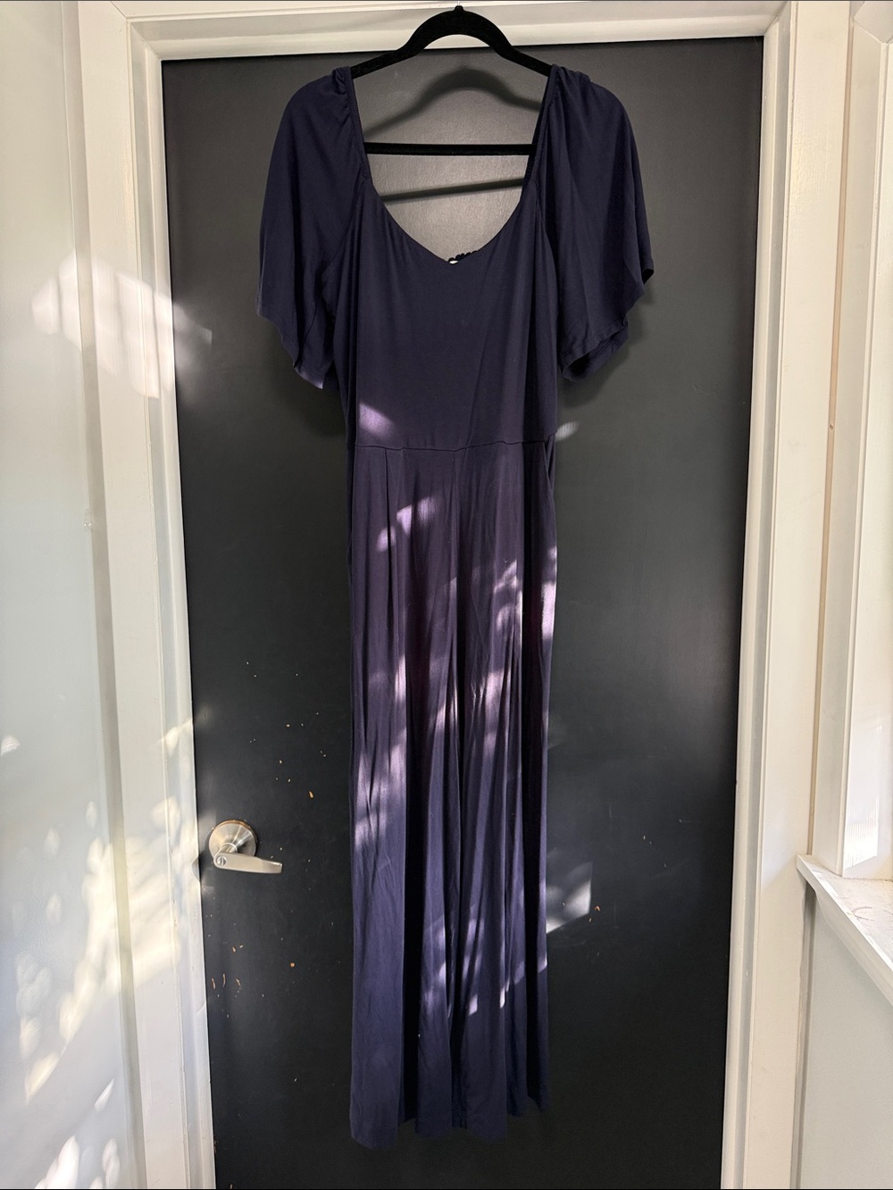 Boden Navy Flutter-Sleeve Maxi Dress